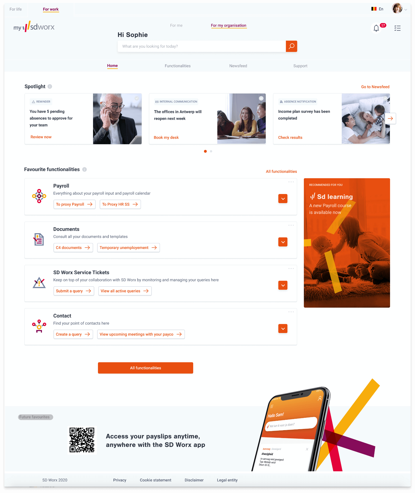 Interface of mysdworx for employers