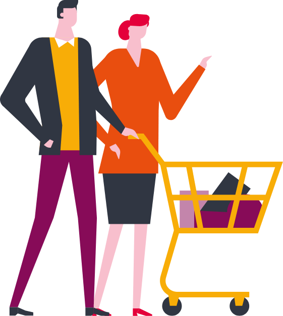 Couple with shopping cart