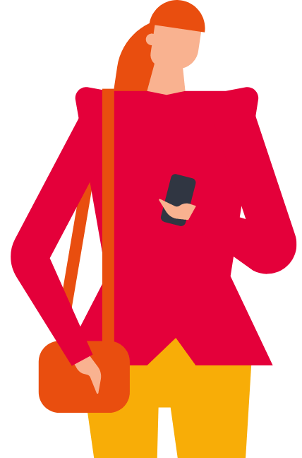 Woman with purse and phone